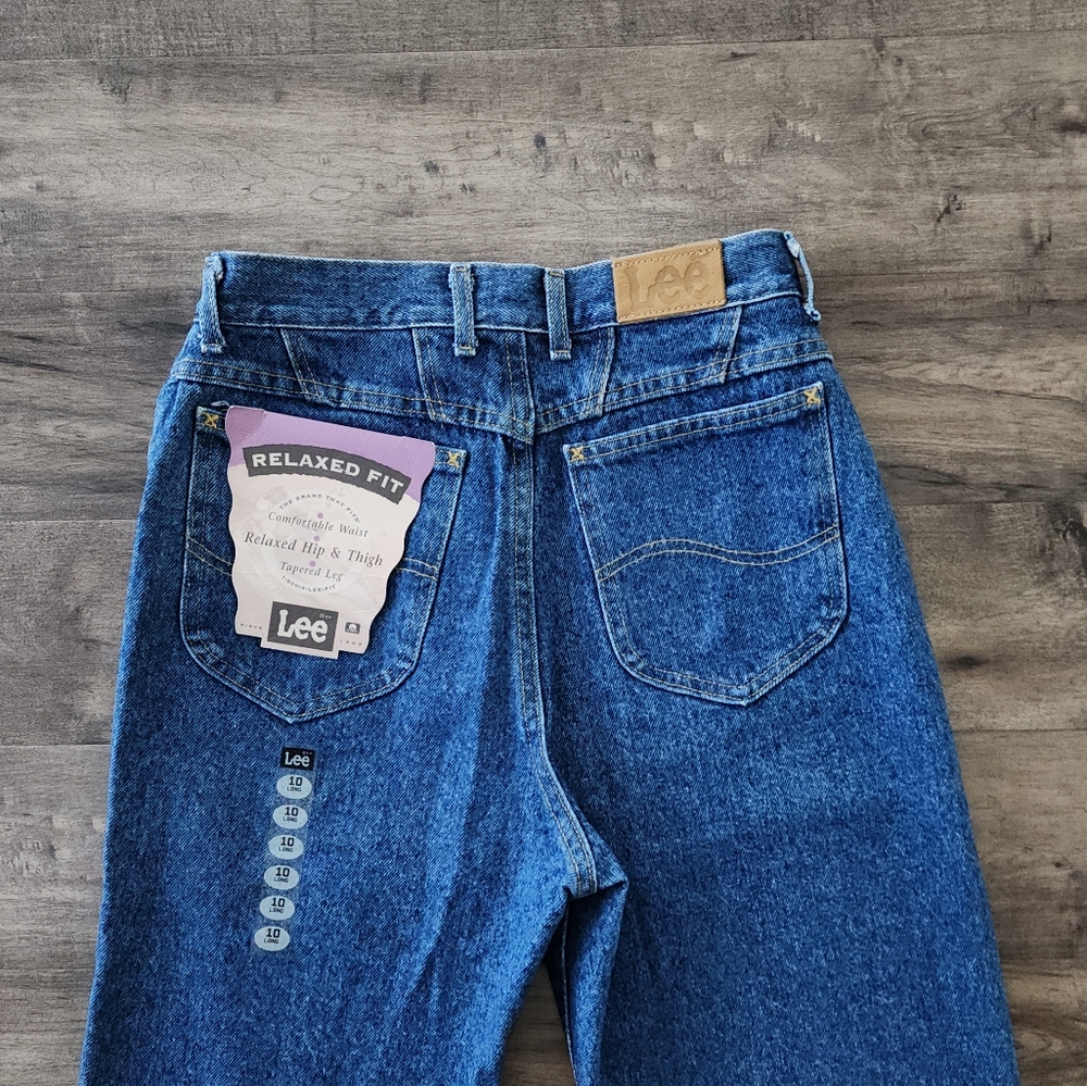 VTG Lee Relaxed Fit Tapered Leg Blue Jeans Women's Size 10 Long NWT - Picture 10 of 16